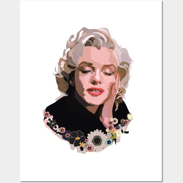 Marilyn Monroe with Flowers Wall Art by annamckay